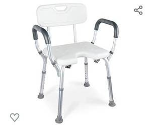 lot 300 image: Shower Chairs-Shower Bath Chair Tool-Free Assembly Spa Bathtub Shower Lift Chair, Portable Bath Seat, Adjustable Shower Bench, White Bathtub Lift Chair with Arms u