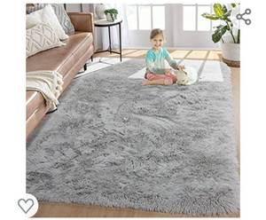 lot 306 image: RUGTUDER Light Grey Soft Area Rug for Bedroom, 5x8, Fluffy Rugs, Shag Carpet Living Room, Furry Rugs Girls Boys Shaggy Kids Baby Plush Nursery Dorm Large 5 Feet x 8