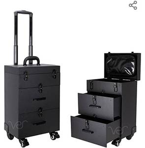 lot 106 image: Ver Beauty Vt015-32 4 Wheels Nail Artist Rolling Organizer Black Leatherette