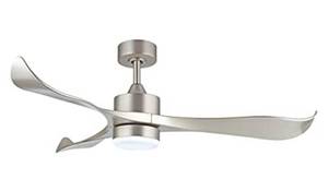 lot 118 image: WINGBO 52���� Modern Ceiling Fan with Lights and Remote, Brushed Nickel Ceiling Fan, 3 Curved Blades, Noiseless Reversible Motor, Indoor LED Ceiling Fan for Kitchen Bedroom Living Room, ETL Listed