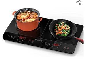 lot 127 image: Aobosi Double Induction Cooktop Burner with 240 Mins Timer, 1800w 2 Induction Burner with 10 Temperature 9 Power Settings, Portable Dual Induction Cooker Cooktop with Touch Sensor Control & Child Safety Lock