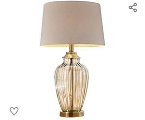 lot 133 image: OK Lighting OK-5713 28.50 H Golden Gaze Glass Table Lamp, Beige Bronze