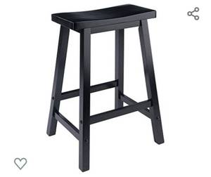 lot 134 image: AmazonBasics Classic Solid Wood Saddle-Seat Kitchen Counter Stool with Foot Plat