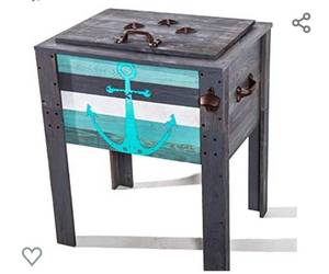lot 135 image: BACKYARD EXPRESSIONS PATIO � HOME � GARDEN 908343 Coastal Design Outdoor Patio Cooler, 45 Quart, GreyTeal Anchor