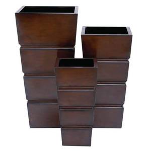 lot 138 image: DecMode Iron Contemporary Planter Rustic Brown Set of 3
