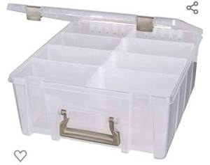 lot 141 image: ArtBin 6990SO Super Satchel Double Deep with Removable Dividers, Large Portable Art & Craft Storage with Handle, TranslucentGold , pack of 2