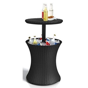lot 156 image: KETER Pacific Cool Bar Outdoor Patio Furniture and Hot Tub Side Table with 7.5 Gallon Beer and Wine Cooler Dark Grey