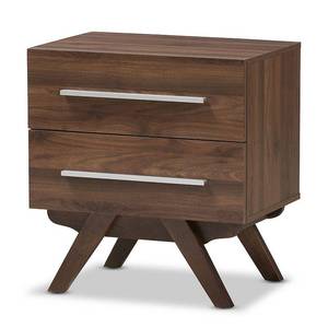 lot 159 image: Auburn Mid Century Modern Walnut Finished Wood 2 Drawer Nightstand Brown - Baxton Studio