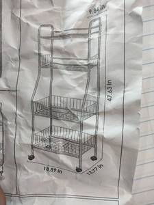 lot 160 image: LENTIA 4-Tier Shelving Unit, Free Standing Racks, Storage Shelves with 2 Metal Baskets, Rack Organizer with Wheels for Kitchen, Laundry, Bathroom, Living Room, Pantry. (Silver)