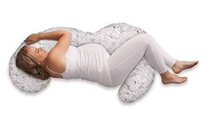 lot 184 image: Boppy Total Body Pregnancy Pillow with Removable, Breathable Pillow Cover  Gray Scattered Leaves  Plush Full-body Support  Prenatal and Postnatal Positioning