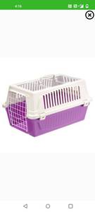 lot 192 image: ATLAS Two Door Top Load Plastic Kennel & Pet Carrier, Purple 22-Inch