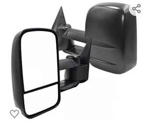 lot 200 image: AERDM New Pair Towing Mirrors Manual Operated Textured Black Telescoping Trailer Side Mirrors Fit ChevyGMCCadillac Silverado Sierra Avalanche Suburban Tahoe Yukon XL Escalade EXT ESV