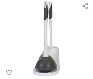 lot 220 image: Clorox Toilet Plunger and Bowl Brush Combo Set with Caddy, WhiteGray