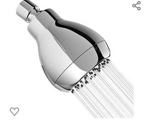 lot 228 image: High Pressure Shower Head - Chrome - Powerful Deluxe Bathroom Showerhead with Strong Spray Stream and Small Silicone Nozzles - Universal Fit Works with High and Low Water Flow Showers