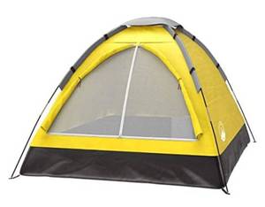 lot 237 image: 2 Person Dome Tent - Rain Fly & Carry Bag - Easy Set Up-Great for Camping, Backpacking, Hiking & Outdoor Music Festivals by Wakeman Outdoors (Yellow)