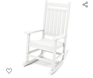 lot 253 image: KINGYES Outdoor Rocking Chair,Outdoor Porch Rocker Chair for Adult, All Weather- Resistant Patio Rocking Chair for Garden Lawn, White