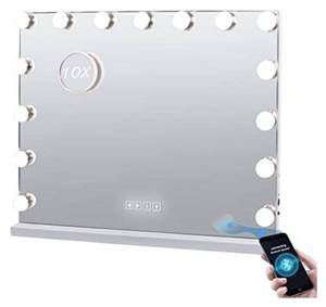 lot 263 image: Hansong Vanity Mirror with Lights and Bluetooth Hollywood Makeup Mirror with Bluetooth and 15 LED Bulbs Lighted Vanity Bluetooth Mirror 3 Lighting Modes White