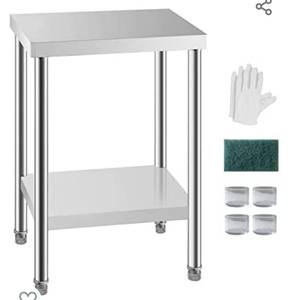 lot 270 image: HXCFYP Stainless Steel Table for Prep & Work 24 x 18 Inches, NSF Commercial Heavy Duty Food Prep Worktable with Undershelf for Restaurant, Home and Hotel