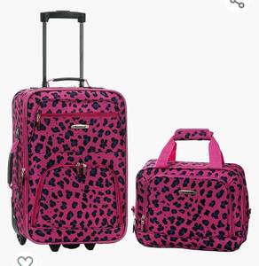 lot 277 image: Rockland Fashion Softside Upright Luggage Set, Magenta Leopard, 2-Piece (1419)
