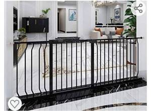 lot 284 image: COSEND Extra Wide Baby Gate Tension Indoor Safety Gates Black Metal Large Pressure Mounted Pet Gate Walk Through Long Safety Dog Gate for The House Doorways Stairs (66.93-71.65170-182CM, Black)