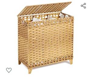 lot 285 image: Laundry Hamper with 3 Removable Liner Bags 132L Handwoven Rattan Laundry Basket with Lid & Heightened Feet Clothes Hamper with Side Handles Laundry Sorter with 3 Separate Sections (Natural)