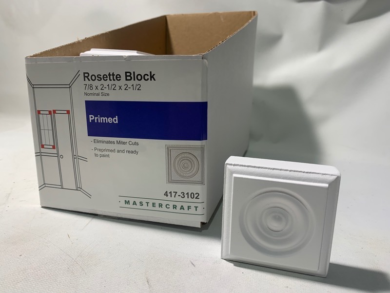 lot 138 image: 15 New Mastercraft Rosette Blocks 78x2-12x2-12 Primed