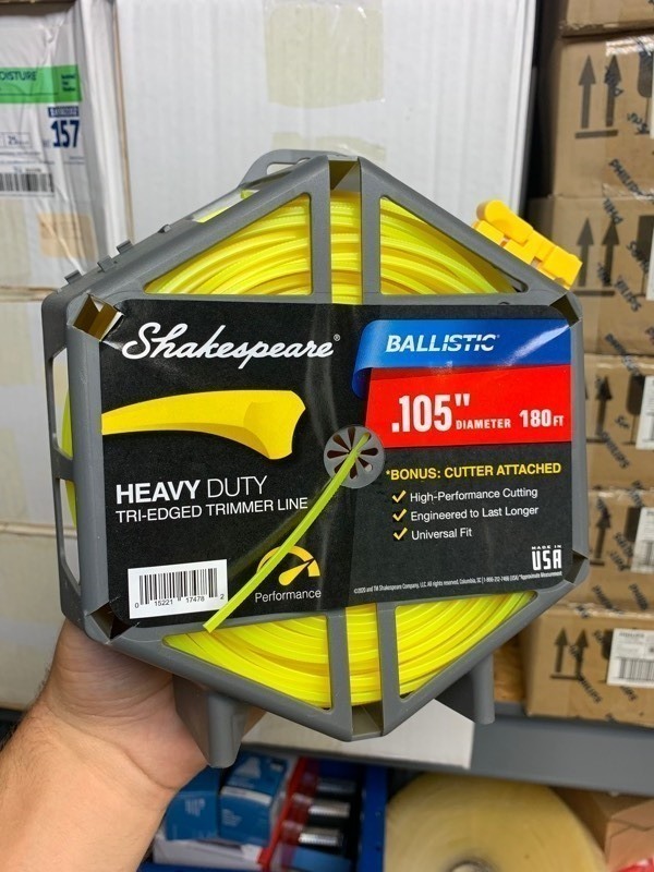 lot 213 image: 1 New Shakespeare Heavy Duty Ballistic .105 Tri-Edged Trimmer Line