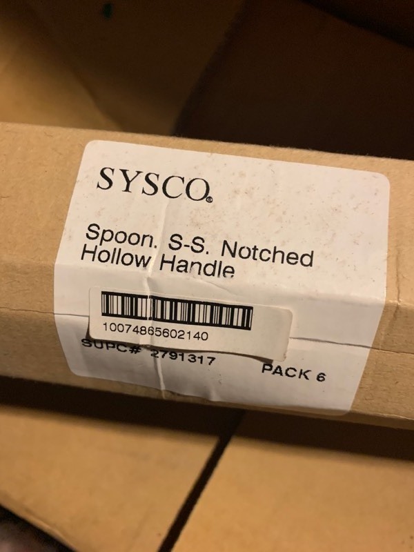 lot 225 image: New Pack of 6 Sysco Spoon S-S Notched w Hollow Handle