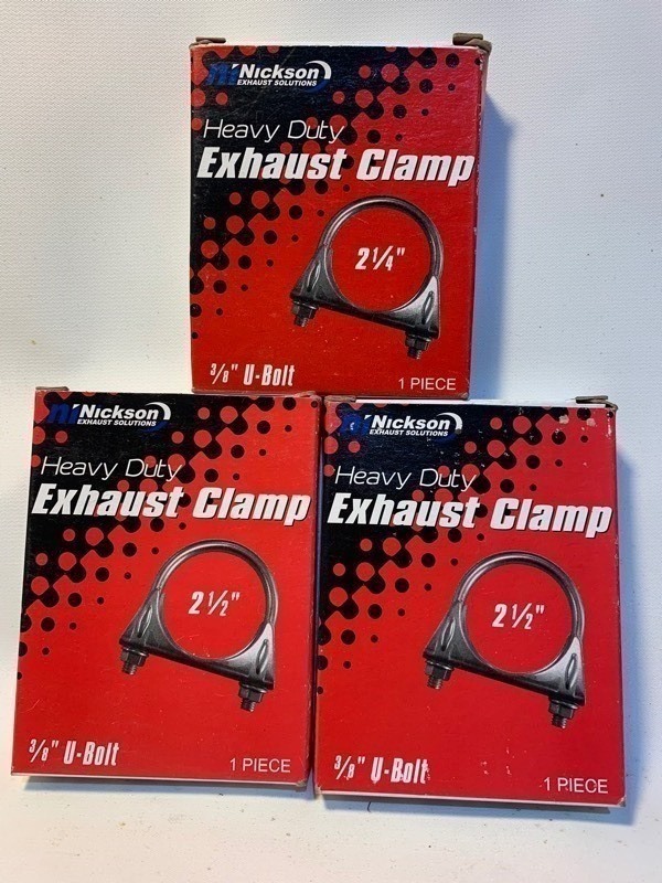 lot 321 image: 3 New Nickson Heavy Duty Exhaust Clamps 2 14 and 2 12