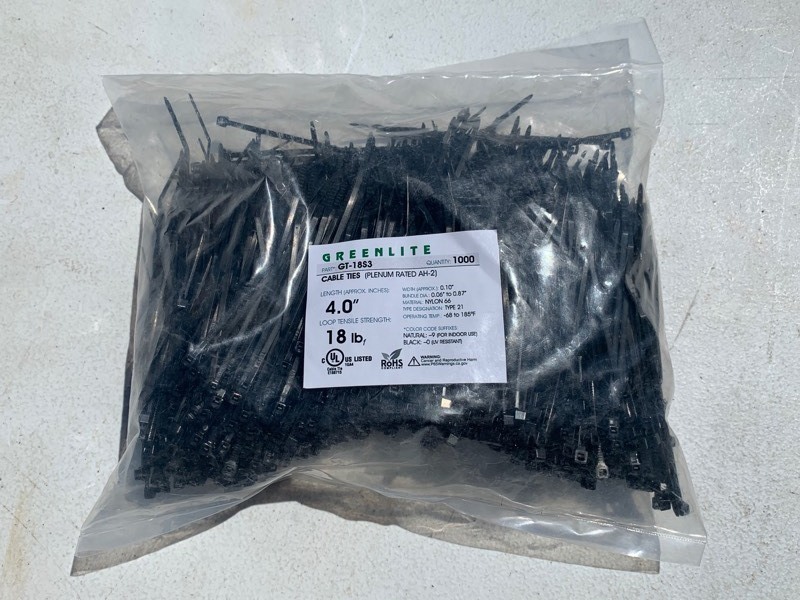 lot 198 image: 1 New Bag of 1000 Greenlite 4 Cabel Ties
