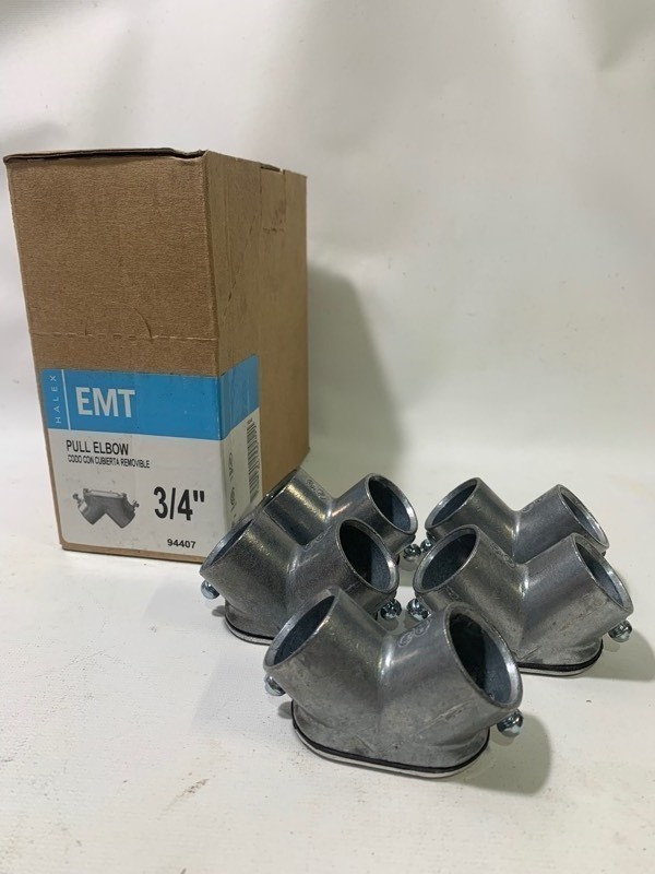 lot 269 image: 1 New Box of 5 Halex EMT 34 Pull Elbow