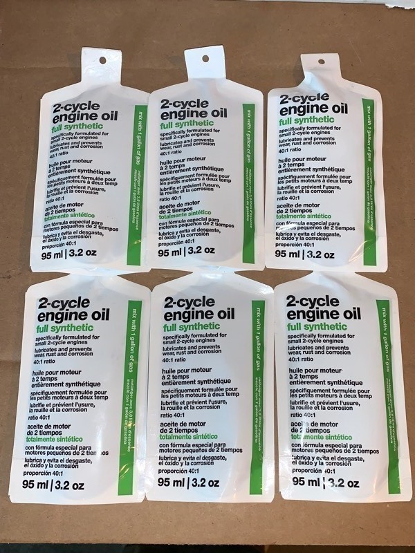 lot 289 image: 6 New Packs of 2-Cycle Engine Oil Full Synthetic