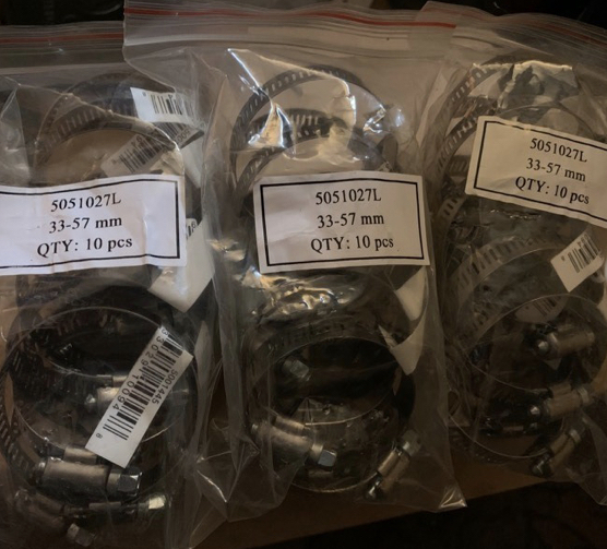 lot 376 image: 3 Bags of 10 New 2.5 Hose Clamps