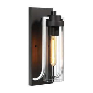 lot 1 image: New MOTINI Outdoor Wall Light Fixtures Black and White Silver Exterior Wall Lantern Sconce Lighting Porch Lights Wall Mount with Clear Ribbed Glass, Bulb Included