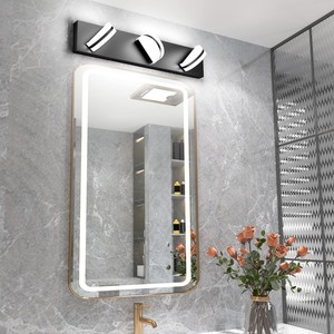 lot 2 image: New Aipsun LED Modern Black Vanity Light Acrylic Vanity Light Over Mirror 3 Lights Bathroom Wall Light