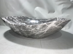 lot 27 image: Shades of Nature Luxurious Grey Polished Solid Marble Oval Bathroom Vessel Sink