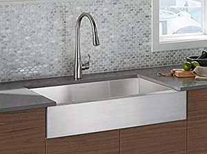 lot 25 image: New Sterling Ludington Apron Front 34x19.75 Under-Mount Single Bowl Stainless Steel Kitchen Sink