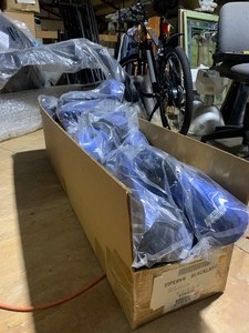 lot 96 image: New Large Box of Pro Force Lightning MMA Practice Sparing Foot Covers Blue