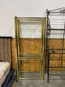 lot 1034 image: Brass and glass display shelf 71 x 32 x 16