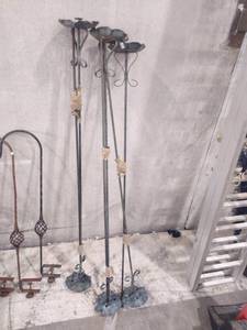 lot 1121 image: Metal candle holders outdoor approximately 50 in tall
