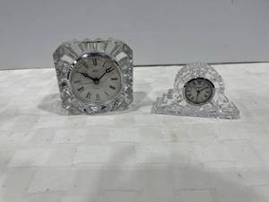lot 1099 image: Waterford and Mikasa desk clocks