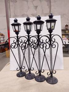 lot 1195 image: Wrought iron lantern style candle holders