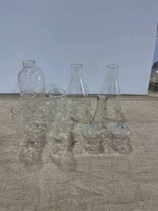 lot 1159 image: A variety of glass lampshades and candleholders