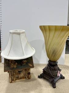 lot 1258 image: Two table lamps one has a chip on the side