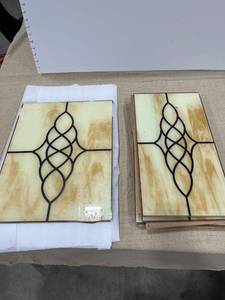 lot 1169 image: Eight pieces of painted glass panels