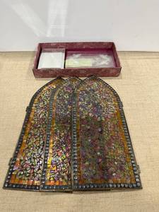 lot 1170 image: Three mosaic panels and various glass pieces and mirrors