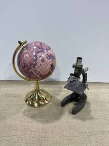 lot 1178 image: A mini globe and a small microscope