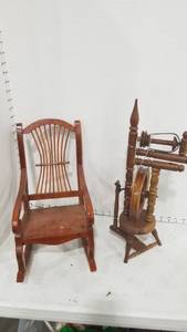 lot 2072 image: Doll spinning machine and large chair