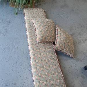 lot 3049 image: Bench cushion (72 long) and 2 pillows
