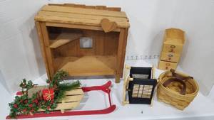 lot 2113 image: Wood lean-to, sled and more